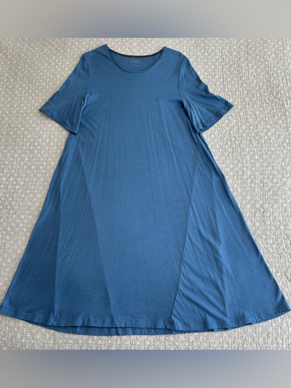 Gudrun Sjoden Short Sleeve Midi Dress Blue Knit Organic Cotton Modal Size L - Picture 5 of 9